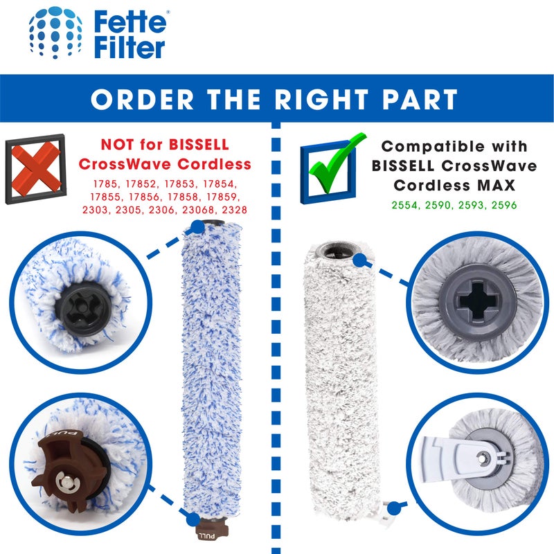 Fette Filter - Wood Floor Brush Roll Compatible with Bissell 2785 for Crosswave Cordless Max Multi-Surface Wet Dry Vac Compare to Part # 1618640 (Pack of 2) - Image 5